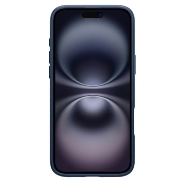 Primer na iPhone 16 tekoči zrak - modra