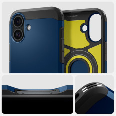 Armadura resistente Magsafe Case com um suporte para o iPhone 16 - azul