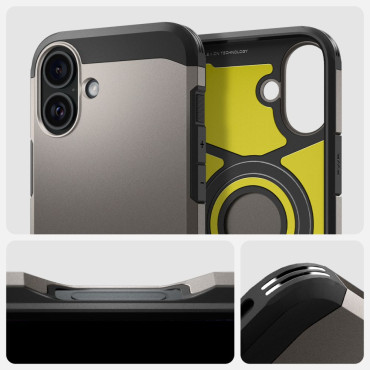 Σκληρή θήκη Armor Magsafe με ένα περίπτερο για το iPhone 16 - Gunmetal