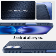 Primer na iPhone 16 tekoči zrak - modra