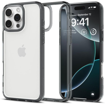 Caso de Powecki en el iPhone 16 Pro Ultra Hybrid - Gris transparente