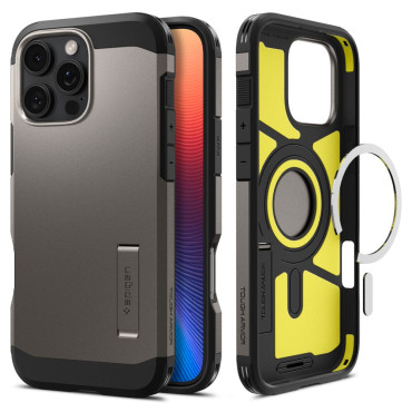 Case Case op iPhone 16 Pro met Tough Armor Magsafe - Gunmetal