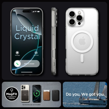 Prípad na iPhone 16 Pro Liquid Crystal Magsafe - transparentný