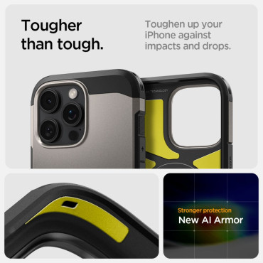 Case Case uz iPhone 16 Pro ar grūts bruņas MagSafe - Gunmetal