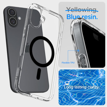 Caso da piscina no iPhone 16 mais Magsafe - Magsafe - preto transparente