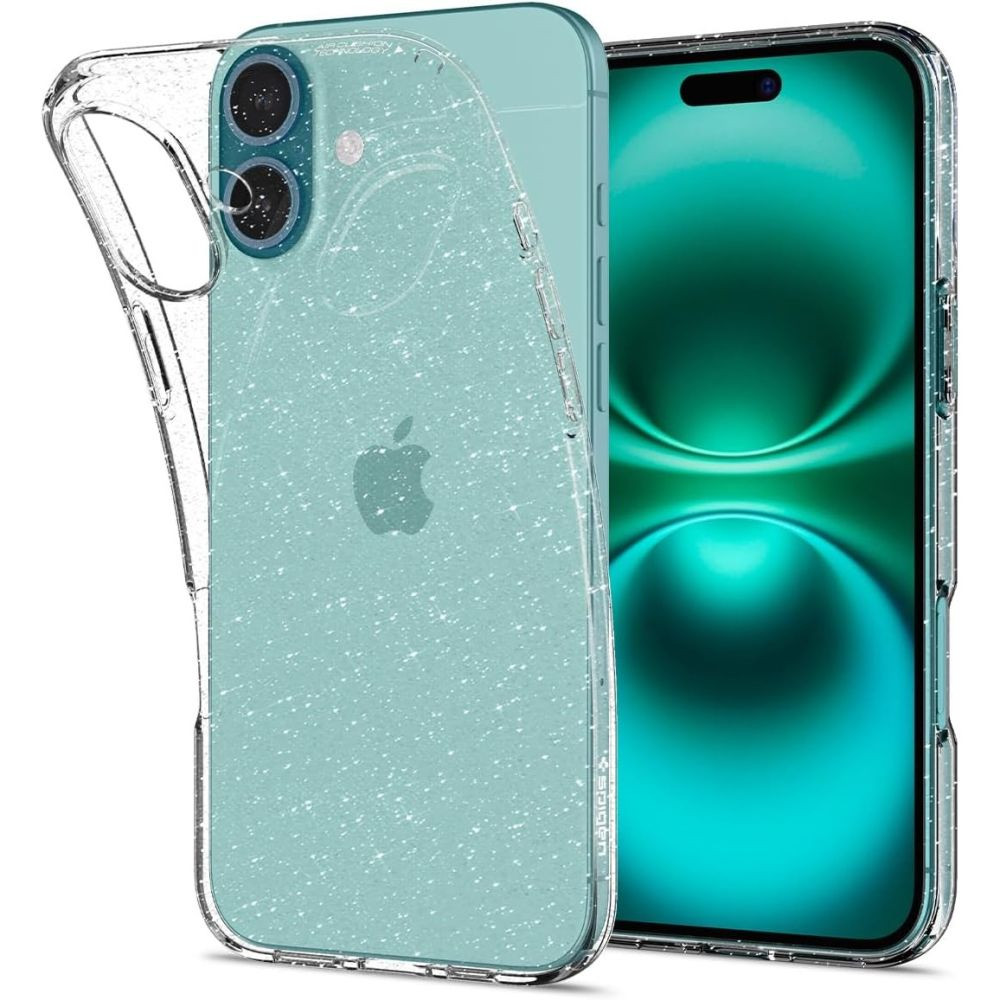 Capa protetora para iPhone 16 mais cristal líquido - transparência-brocado