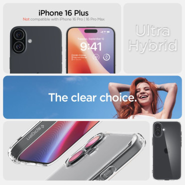 Caso de proteção no iphone 16 mais ultra híbrido - transparente