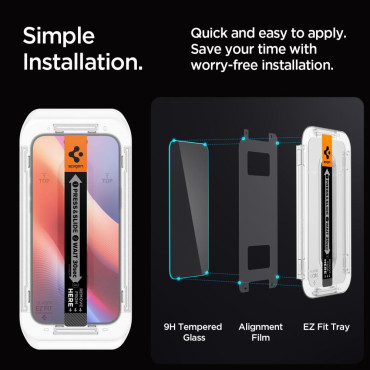 Gehard glas met een montageframe op iPhone 16 Pro Max - 2 stuks.
