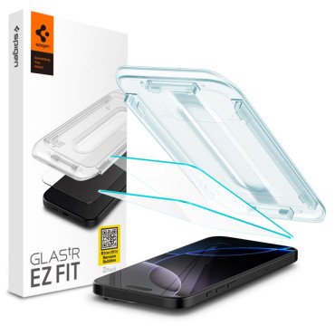 Gehard glas met een montageframe op iPhone 16 Pro Max - 2 stuks.