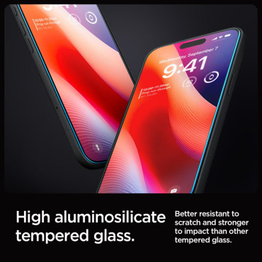Gehard glas met een montageframe op iPhone 16 Pro Max - 2 stuks.