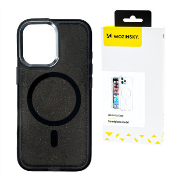 Samsung Galaxy S25 + Glitterveske med MAG Safe - Svart med Brocade