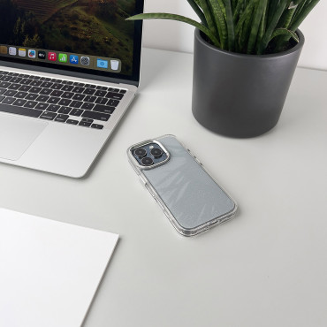 Capa de Caso para Samsung Galaxy S25 Glitter Case - Transparente com Brocado