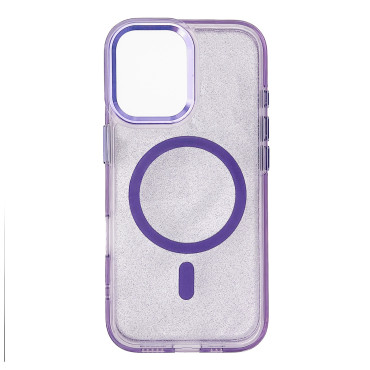 Samsung Galaxy S25 Case Glitter avec Safe Mag - Purple avec brocart