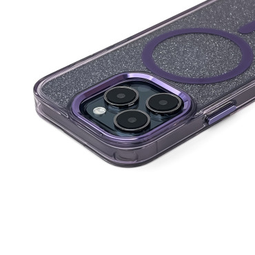 Samsung Galaxy S25 Case Glitter avec Safe Mag - Purple avec brocart