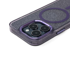 Samsung Galaxy S25 Case Glitter avec Safe Mag - Purple avec brocart