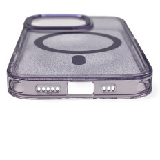 Samsung Galaxy S25 Glitter Case met Mag Safe - Paars met Brocade