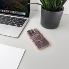 Etui ochronne na Samsung Galaxy S25 Glitter Case z Mag Safe - różowe z brokatem