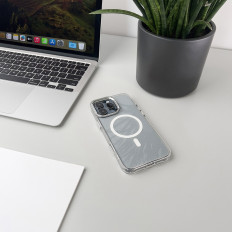 Protective cases for the Samsung Galaxy S25 Glitter Case with Mag Safe - clear with brocade