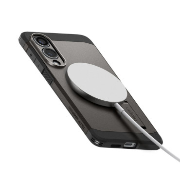 Caso de caso no Samsung Galaxy S25 Edge Armor Rough Magsafe - Cinza-Preto