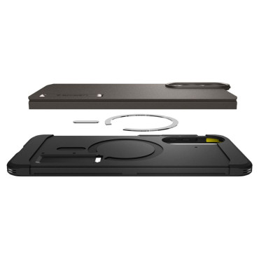 Caso de caso no Samsung Galaxy S25 Edge Armor Rough Magsafe - Cinza-Preto