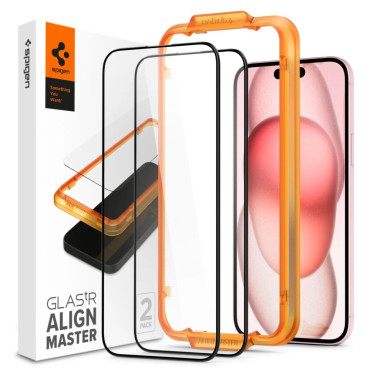 Zaščitna kaljena stekla na iPhone 15 PLUS Steklo FC - Black 2 kos.