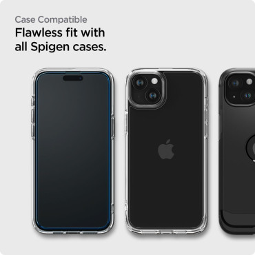 Vidro temperado protetor no iPhone 15 Plus Alm Vidro FC - Preto 2 PCs.