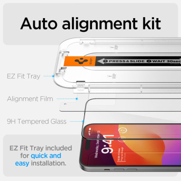 Ochranné tvrdené sklo na iPhone 15 plus glass.tr EZ FIT FC - Black 2 ks.