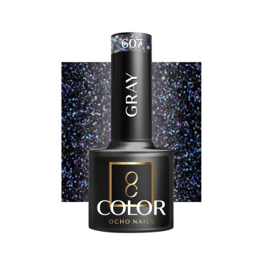 OCHO NAILS Hibrid körömlakk szürke 607 - 5 g — elölnézet
