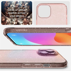 Fallfall på iPhone 15 plus flytande kristallglitter - rosa transparent