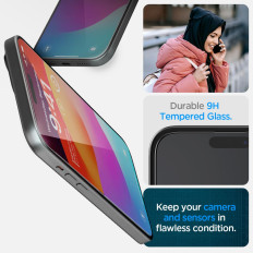Herdet glass for iPhone 15 pluss glas.tr ez passer FC - svart