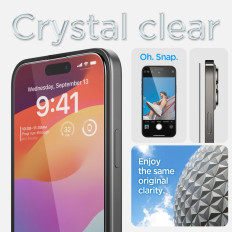 Herdet glass for iPhone 15 pluss glas.tr ez passer FC - svart