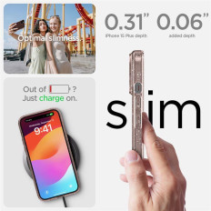 Primer na iPhone 15 in tekočega kristala Glitter - Pink Transparent