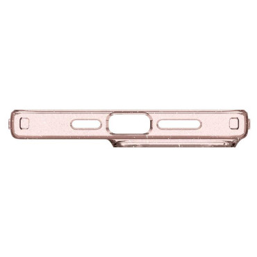 Caso del caso en el brillo de cristal líquido PRO del iPhone 15 - Rosa transparente