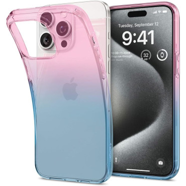 Primer na iPhone 15 Pro tekoči kristal - roza modra
