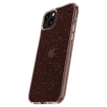 Case Case na iPhone 15 plus tekuté krystal třpytky - růžová průhledná