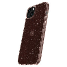 Fallfall på iPhone 15 plus flytande kristallglitter - rosa transparent