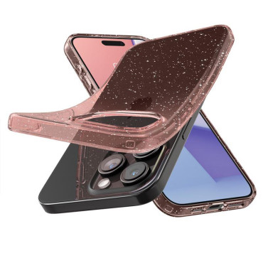 Prípad na iPhone 15 Pro Max Tekutá Crystal Glitter - ružový transparentný