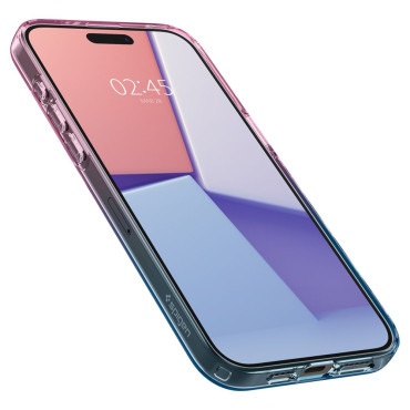 Saksett på iPhone 15 Pro Liquid Crystal - Rosa Blå