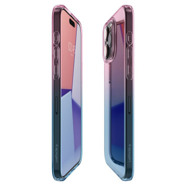 Saksett på iPhone 15 Pro Liquid Crystal - Rosa Blå