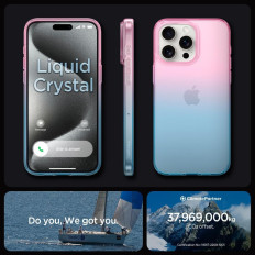 Saksett på iPhone 15 Pro Liquid Crystal - Rosa Blå