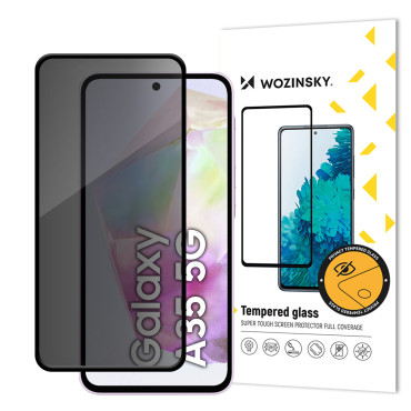 There's a hardened privacy case on the Samsung Galaxy A35 with an anti-spy filter Privacy Glass