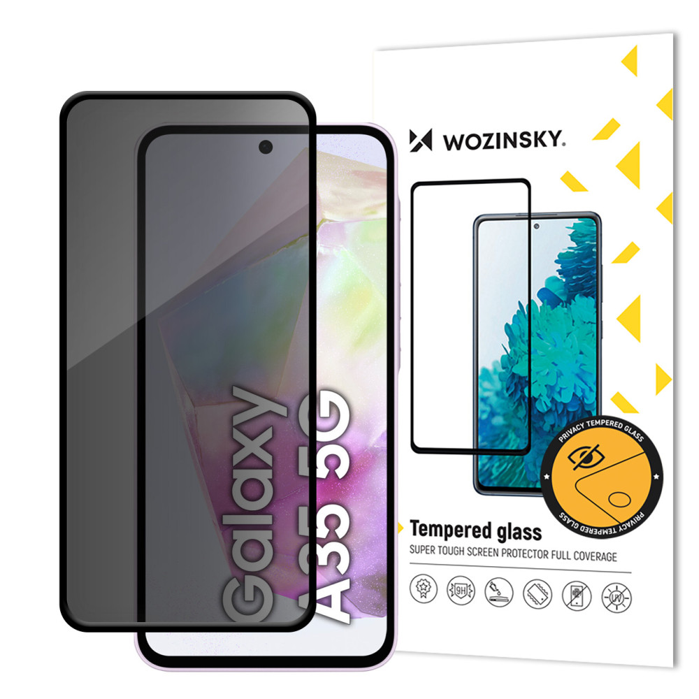 There's a hardened privacy case on the Samsung Galaxy A35 with an anti-spy filter Privacy Glass