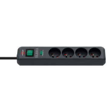 Tira antiderrapante eco-linha 4 soquetes 1.5m 13.500A - Preto