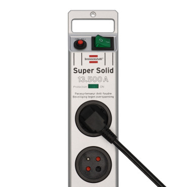 SUPER-SOLID anti-slip strip 8 sockets 2.5m 13.500A - striebro