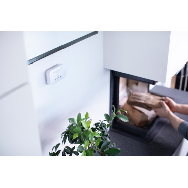 Karbonmonoksydgrockingssensor med alarmsignal og LED-dioder - hvit
