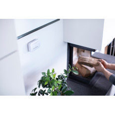 Karbonmonoksydgrockingssensor med alarmsignal og LED-dioder - hvit