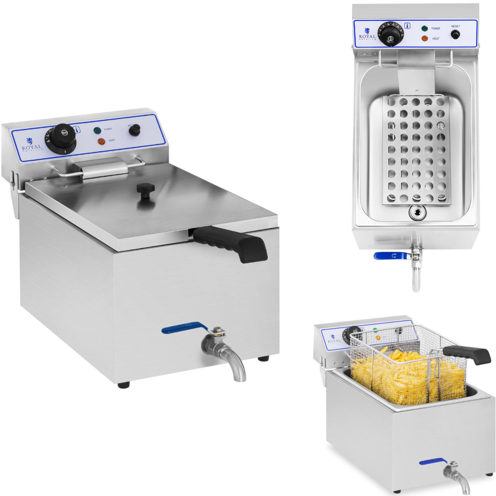 Professioneller Freruter für Fischpommes mit einem 3000 Watt 17l Tromban Royal Catering RCEF 15E