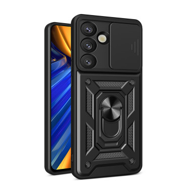 Gepantserd geval met de camerasas geval op OnePlus 13R 5G / ACE 5 5G / ACE PRO 5G Hybrid Armor Camshield - zwart