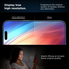 Härdat glas på iPhone 16 Pro med snabb uppsättning + installationsram - 2 st.
