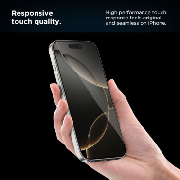 Härdat glas på iPhone 16 Pro med snabb uppsättning + installationsram - 2 st.